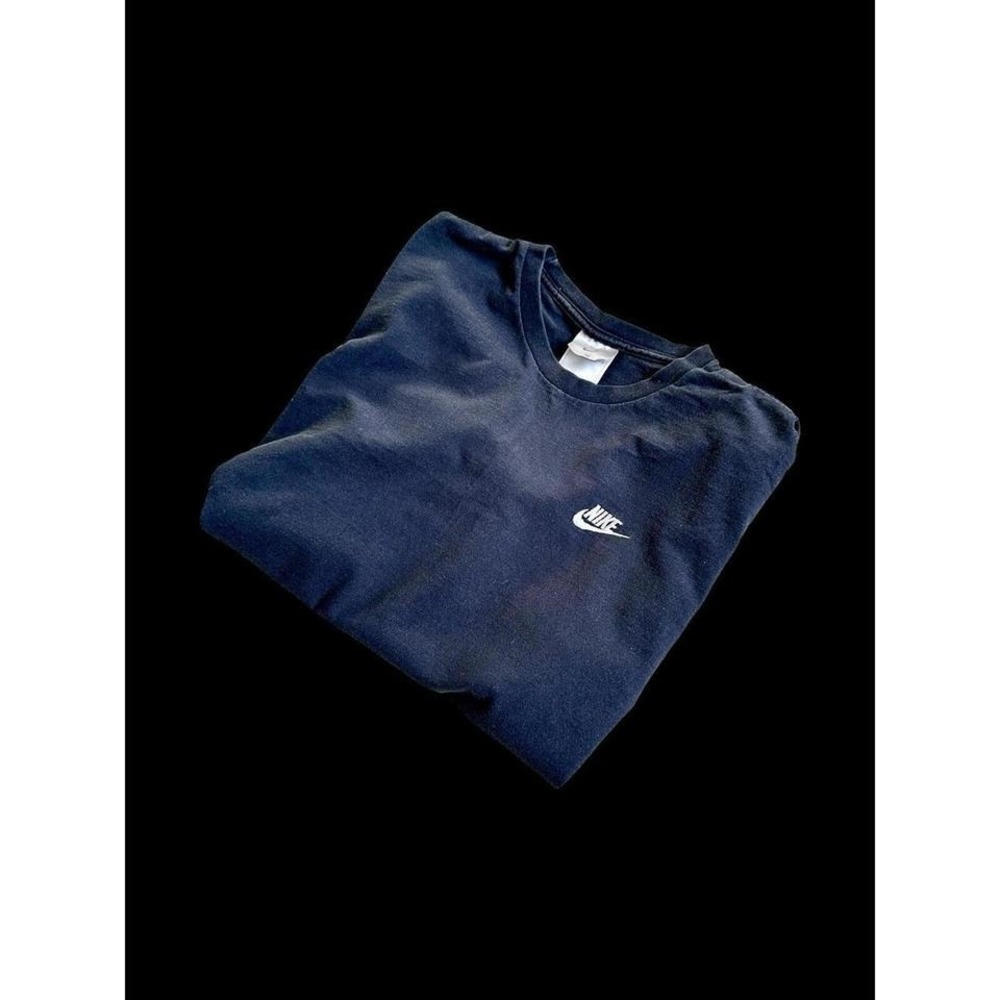 Vintage Nike Mini Swoosh‎ Black Faded T-Shirt Medium Embroidered 1990s